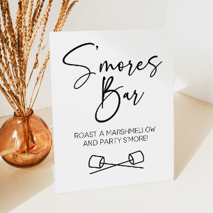 S'Mores Bar Marshmallow Roast Laten we feesten Reclamebord Met Voetstuk