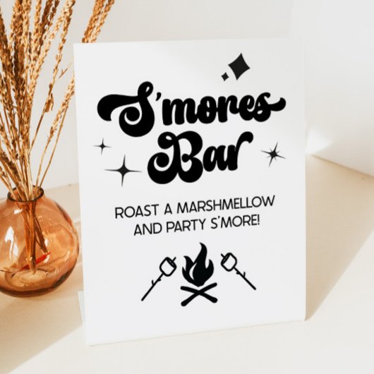 S'Mores Bar Marshmallow Roast Laten we feesten Reclamebord Met Voetstuk