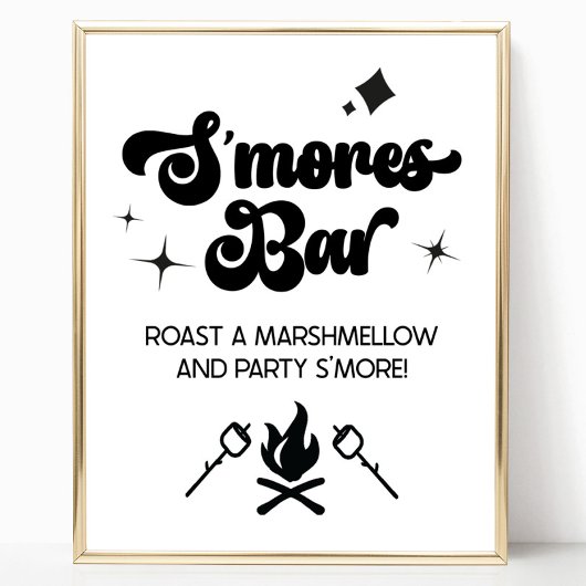 S'Mores Bar Marshmallow Roast Let's Party Sign Poster
