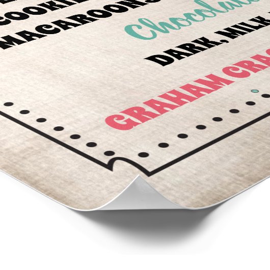 S'mores Bar Menu Bordje Feestbord Poster (Hoek)