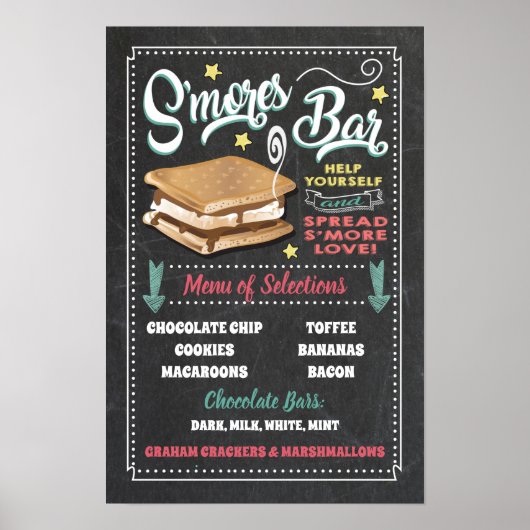 S'mores Bar Menu Partijbord Poster (Voorkant)