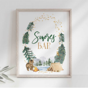 S'more's Bar Party Sign Poster