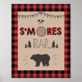Smores Bar Sign Lumberjack table sign Birthday Poster (Voorkant)