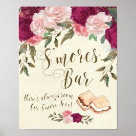 Smores Bar teken ivoor florale bruiloft bbq Poster