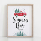 S'Mores Bar Teken Rode Winter Kerstboom Vrachtwage Poster
