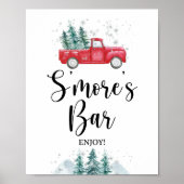 S'Mores Bar Teken Rode Winter Kerstboom Vrachtwage Poster (Voorkant)