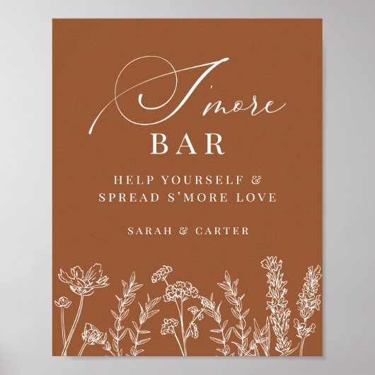 S'mores Bar Verbrand Sinaasappel Wildflower Trouwb Poster (Voorkant)