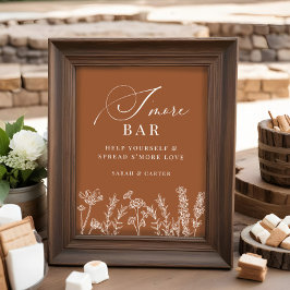 S'mores Bar Verbrand Sinaasappel Wildflower Trouwb Poster