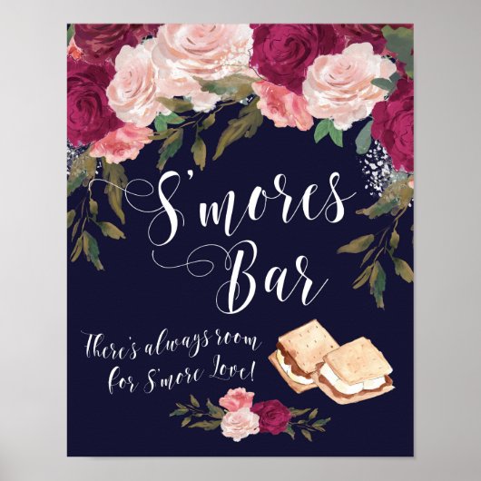 Smores Bar voor de florale bruiloft van de marine Poster (Voorkant)