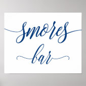 Smores Bar Wedding Sign in Navy Blue Calligraphy Poster (Voorkant)