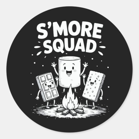 S'mores-bende Camping Kampvuur Schattig Marshmallo Ronde Sticker (Voorkant)