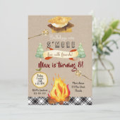 Smores Birthday Invitation, S'mores Invitation Kaart (Staand voorkant)