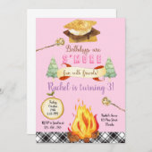 Smores Birthday Invitation, S'mores Invitation Kaart (Voorkant / Achterkant)