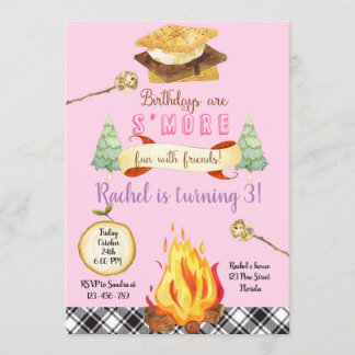 Smores Birthday Invitation, S'mores Invitation Kaart