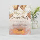 S'mores Birthday Party Invitation – Cozy Campfire Kaart (Staand voorkant)