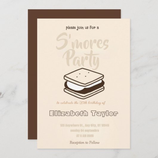 S'mores Birthday Party Invitation – Cozy Campfire Kaart (Voorkant / Achterkant)