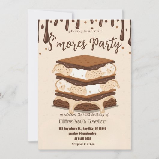 S'mores Birthday Party Invitation – Cozy Campfire Kaart (Voorkant)