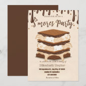 S'mores Birthday Party Invitation – Cozy Campfire Kaart (Voorkant / Achterkant)