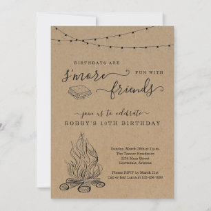 S'mores Birthday Party Invitation Kaart