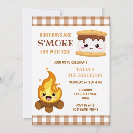 Smores Birthday Uitnodiging (Voorkant)