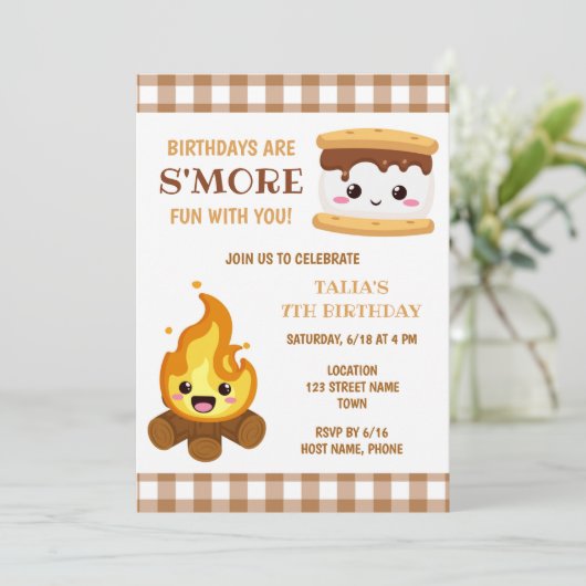Smores Birthday Uitnodiging (Staand voorkant)
