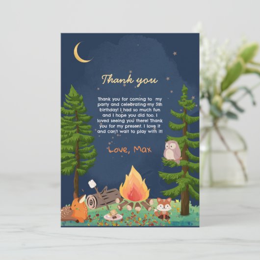 S'mores, Bonfire Kind Dank je wel. Bedankkaart (Staand voorkant)