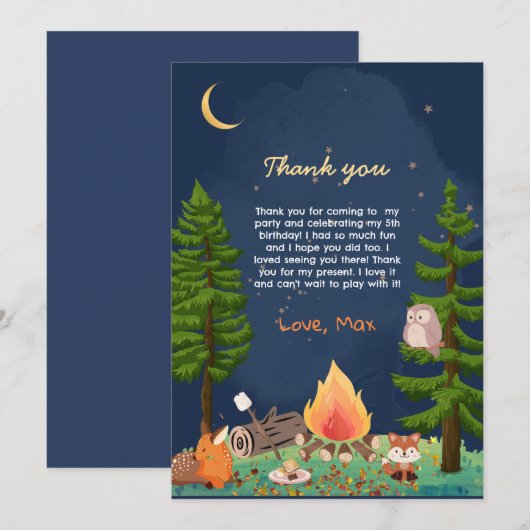 S'mores, Bonfire Kind Dank je wel. Bedankkaart (Voorkant / Achterkant)