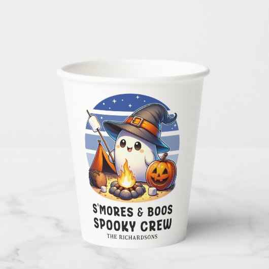 Smores Boos Spooky Crew Camping Ghost Halloween Papieren Bekers (Voorkant)