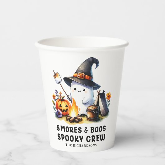 Smores Boos Spooky Crew Ghost Camping Halloween Papieren Bekers (Voorkant)