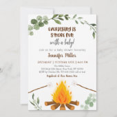 S'mores Campfire Bonfire Greenery Baby shower Invi Kaart (Voorkant)