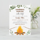 S'mores Campfire Bonfire Greenery Baby shower Invi Kaart (Staand voorkant)