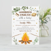 S'mores Campfire Bonfire Greenery Baby shower Kaart (Staand voorkant)