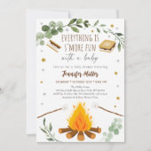 S'mores Campfire Bonfire Greenery Baby shower Kaart (Voorkant)