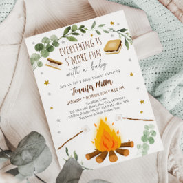 S'mores Campfire Bonfire Greenery Baby shower Kaart