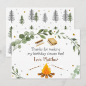 S'mores Campfire Greenery Birthday Bedankt (Voorkant / Achterkant)