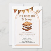 Smores Camping Arch 1e verjaardag uitnodiging (Voorkant)