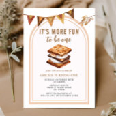 Smores Camping Arch 1e verjaardag uitnodiging