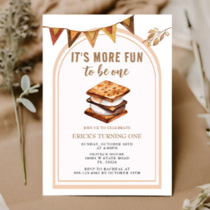 Smores Camping Arch 1e verjaardag uitnodiging