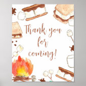 S'mores Camping Baby shower Bedankt voor uw komst Poster (Voorkant)