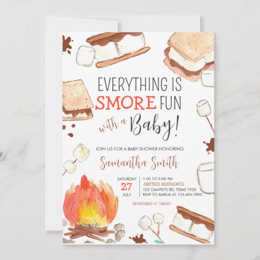 S'mores Camping Baby shower Kaart (Voorkant)