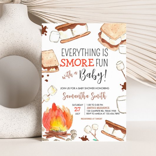 S'mores Camping Baby shower Kaart
