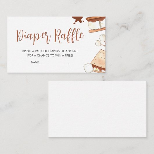 S'mores Camping Baby shower Luier Raffle Informatiekaartje (Voorkant / Achterkant)