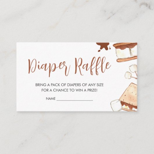 S'mores Camping Baby shower Luier Raffle Informatiekaartje (Voorkant)