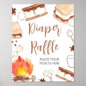 S'mores Camping Baby shower Luier Raffle Poster (Voorkant)