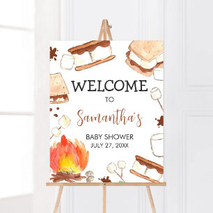 S'mores Camping Baby shower Welkom Poster