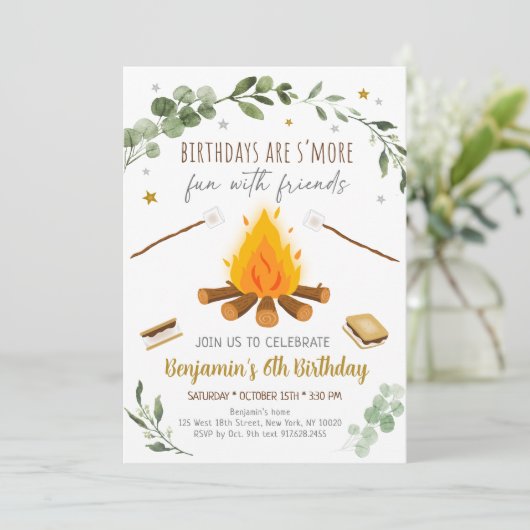 S'mores Camping Campfire Bonfire Birthday Kaart (Staand voorkant)