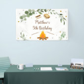S'mores Camping Campfire Greenery Birthday Spandoek (Beurs)