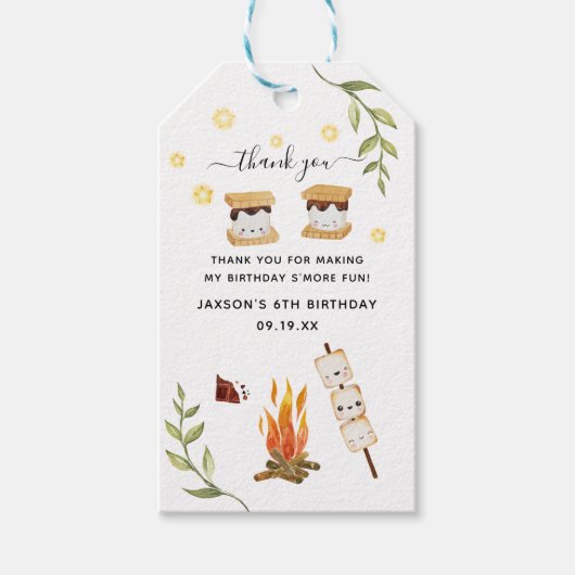 S'mores Camping Campfire Greenery Cadeaulabel (Voorkant)