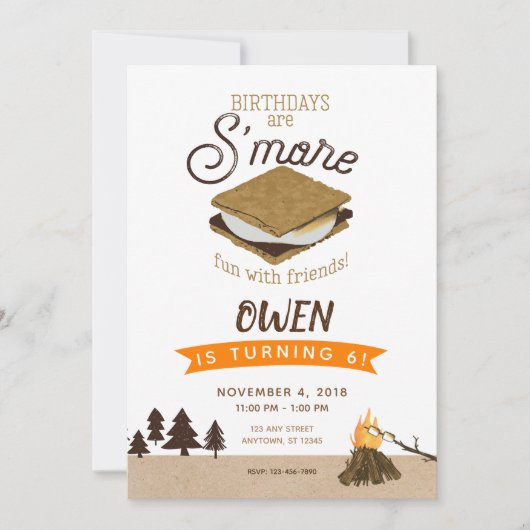 S'mores Camping Fun met Friends Birthday Kaart (Voorkant)