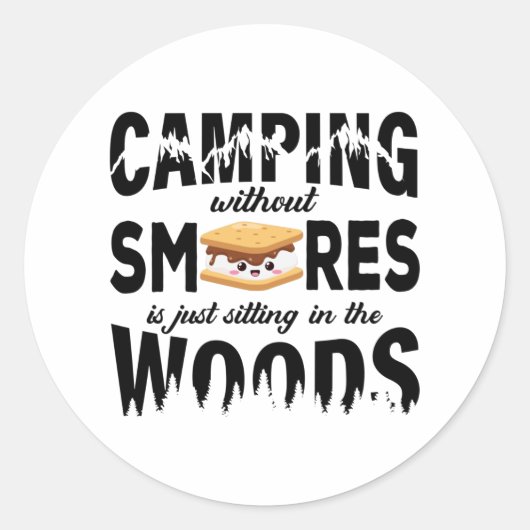 Smores Camping Tents Outdoor Campfire Ronde Sticker (Voorkant)